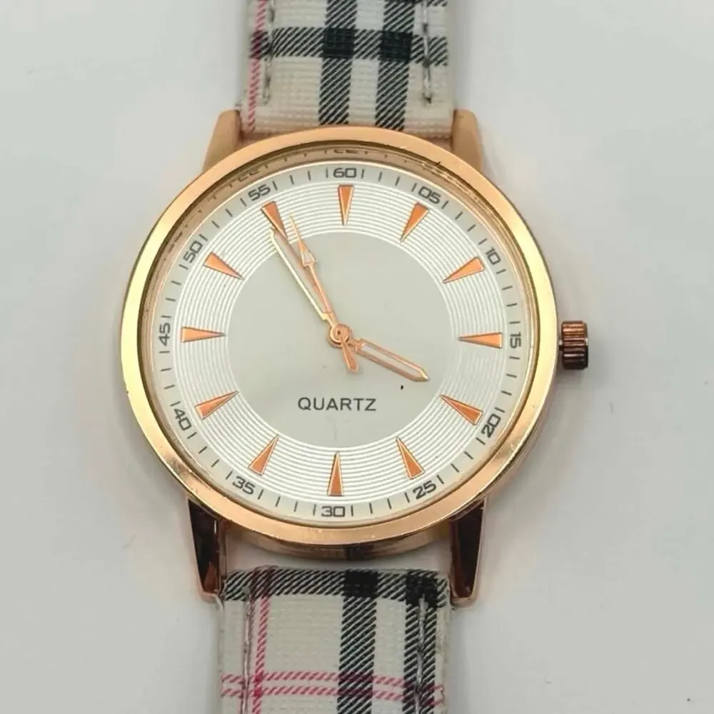 Rose Gold Plaid Men’s Watch